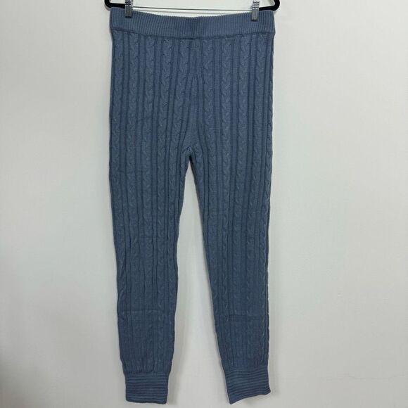 Love University Women's High Rise Knitted Twisted Pattern Blue Gray Pants Size 2 - Picture 1 of 7